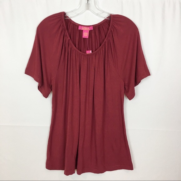 Catherine Malandrino Short Sleeve Top Cranberry S - Picture 3 of 10